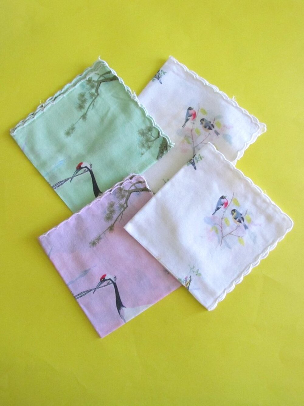 Vintage BIRD handkerchief lot of 4